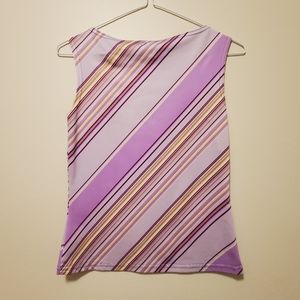 Beautiful purple striped sleeveless shirt.